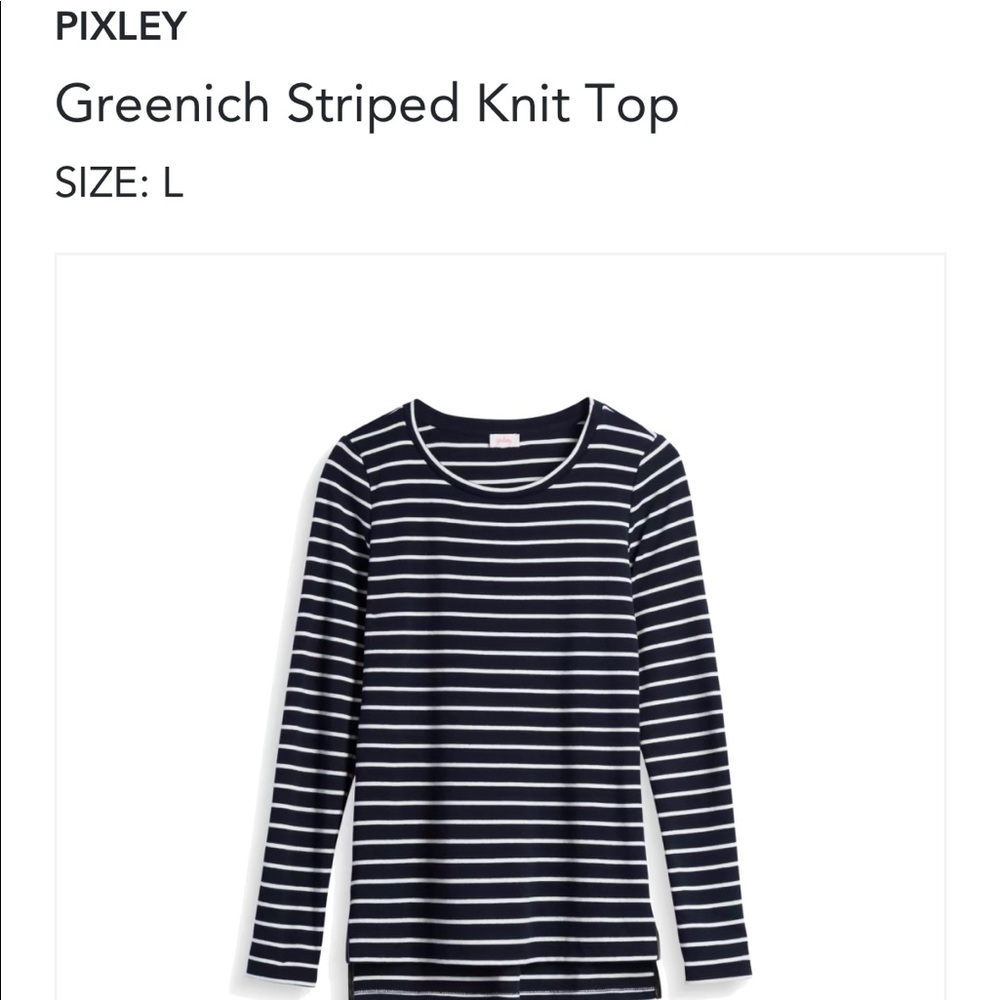 PIXLEY Navy/White striped top, size Large